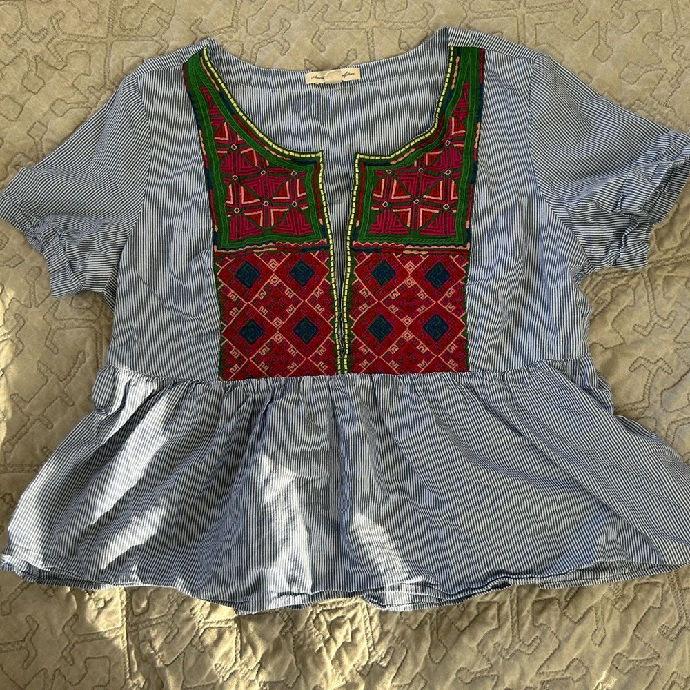 American Eagle Colorful Peplum Top